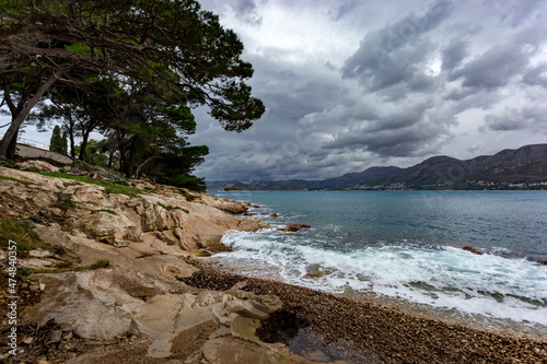 Adriatic sea under stormy clouds, Dalmatia, Croatia