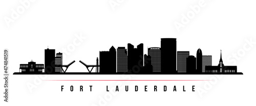 Fort lauderdale skyline horizontal banner. Black and white silhouette of Fort lauderdale, Florida. Vector template for your design.
