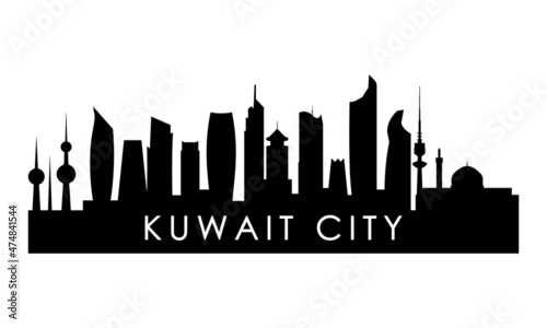Kuwait city skyline silhouette. Black Kuwait city design isolated on white background.