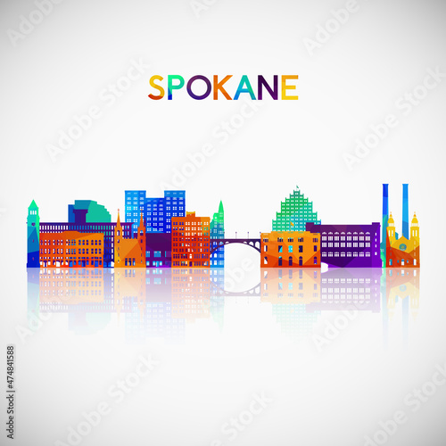 Spokane, WA skyline silhouette in colorful geometric style. Symbol for your design. Vector illustration.