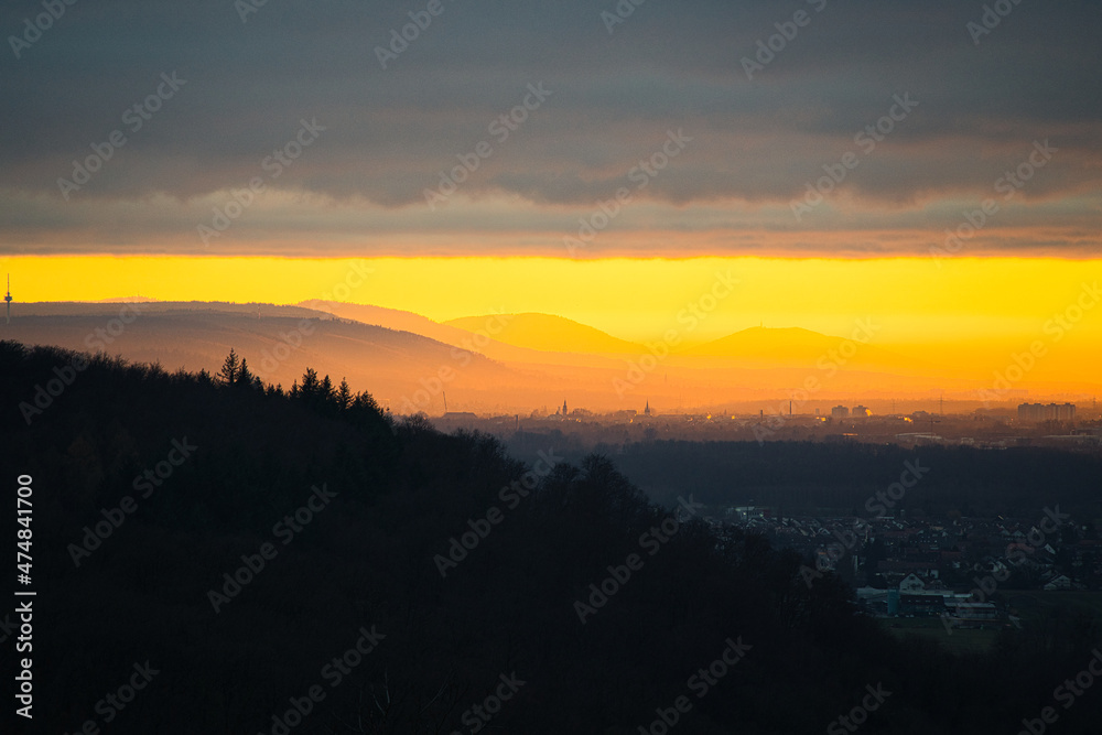 beautiful Sunset cityscape view Karlsruhe City