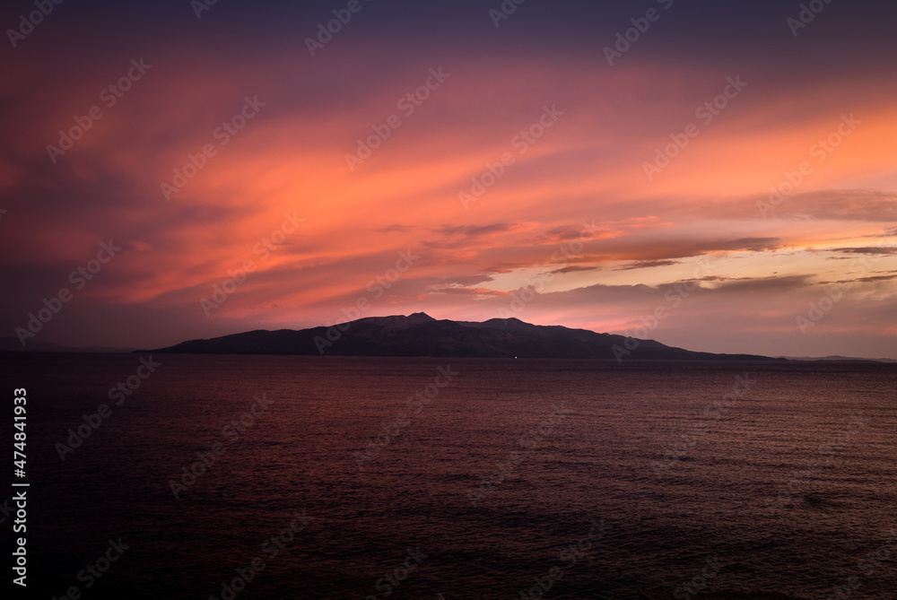 Sunset at the sea side Sarande Albania