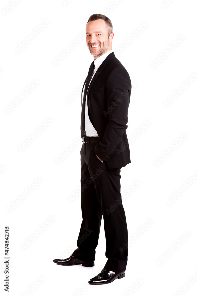 Full lenght of a smiling businessman isolated on white. Full lenght of a smiling businessman isolated on white.