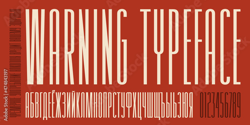 Cyrillic extra condensed sans serif font for warning sign