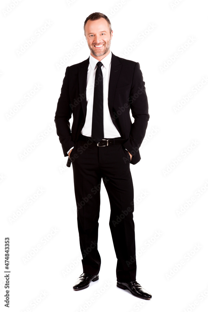 Full lenght of a smiling businessman isolated on white. Full lenght of a smiling businessman isolated on white.