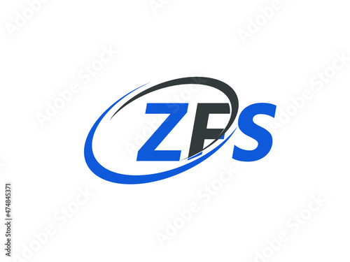 ZFS letter creative modern elegant swoosh logo design