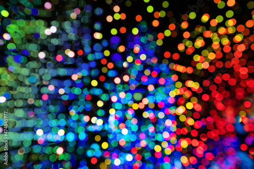 Holidays background. Beautiful holiday city lights bokeh or blur abstract. Colorful holiday lights. Soft focus. © killykoon