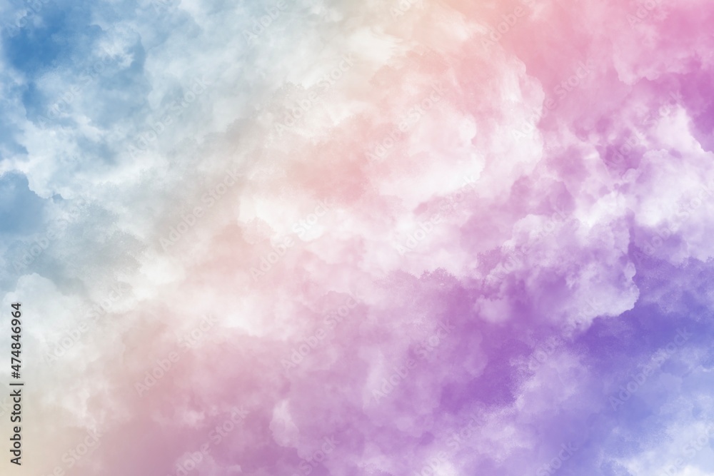 背景イラスト 虹色の雲 抽象的 幻想的な空 グラデーション カラフル ふわふわ 夢 Stock Illustration Adobe Stock