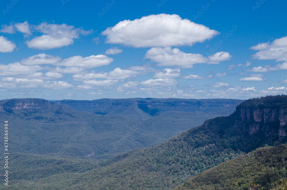 Cloudscape above the beautiful mountain view of Jamison Lookout at Wentworth Falls.