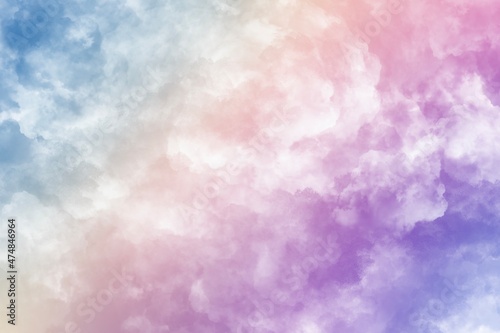 背景イラスト）虹色の雲 抽象的 幻想的な空 グラデーション カラフル ふわふわ 夢