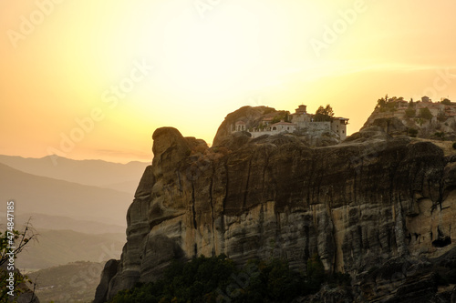 The Meteora is a rock formation in central Greece hosting one of the largest and most precipitously built complexes of Eastern Orthodox monasteries