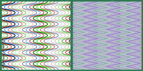 Collection of vector seamless patterns. Abstract color curved vertical lines on an isolated background. 