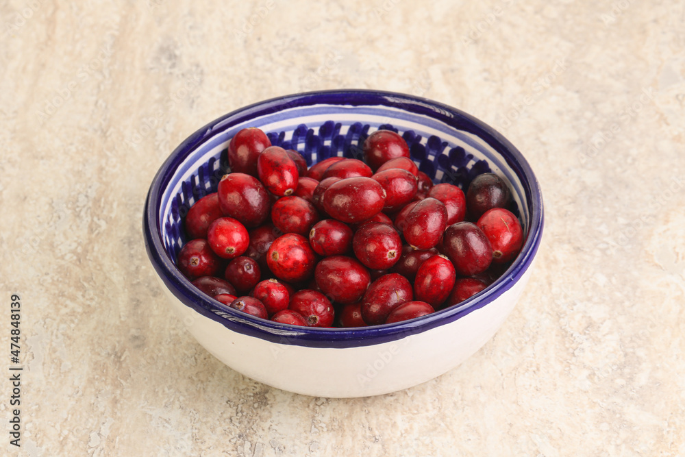 Ripe sweet tasty cranberry in the bowl Ripe sweet tasty cranberry in the bowl