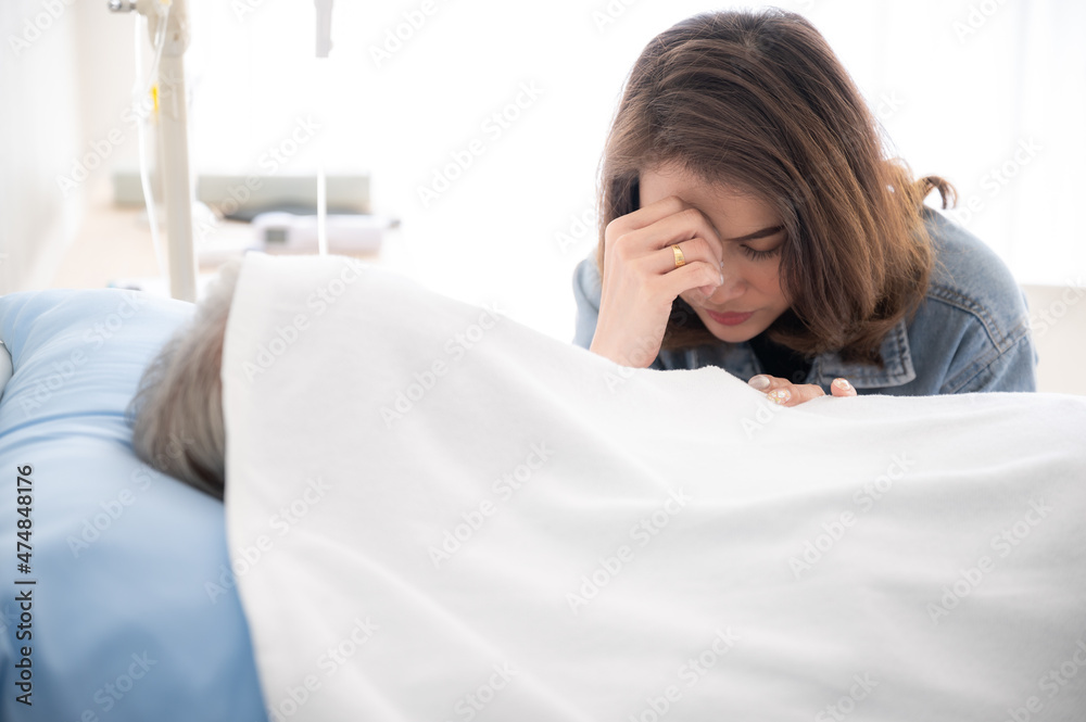 old senior man dying, patient are died on the hospital bed, death concept old senior man dying, patient are died on the hospital bed, death concept