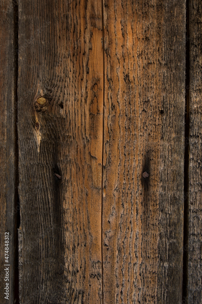 Obraz premium texture of old raw wood close-up. the texture of the boards, all the cracks and small details are clearly visible. close-up. photo can be used as a photo background, as a texture for 3D models