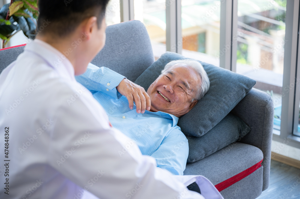 elderly patient old man in concept of health insurance, visit professional doctor at hospital elderly patient old man in concept of health insurance, visit professional doctor at hospital