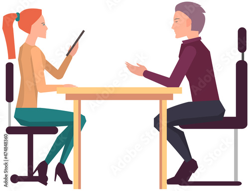 Businesspeople have project strategy planning meeting. Teamwork with business plan, creating new creative project. Meeting to discuss starting business. Colleagues discussing work in entrepreneurship