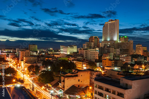 The central area of Hat Yai city at twilight. photo