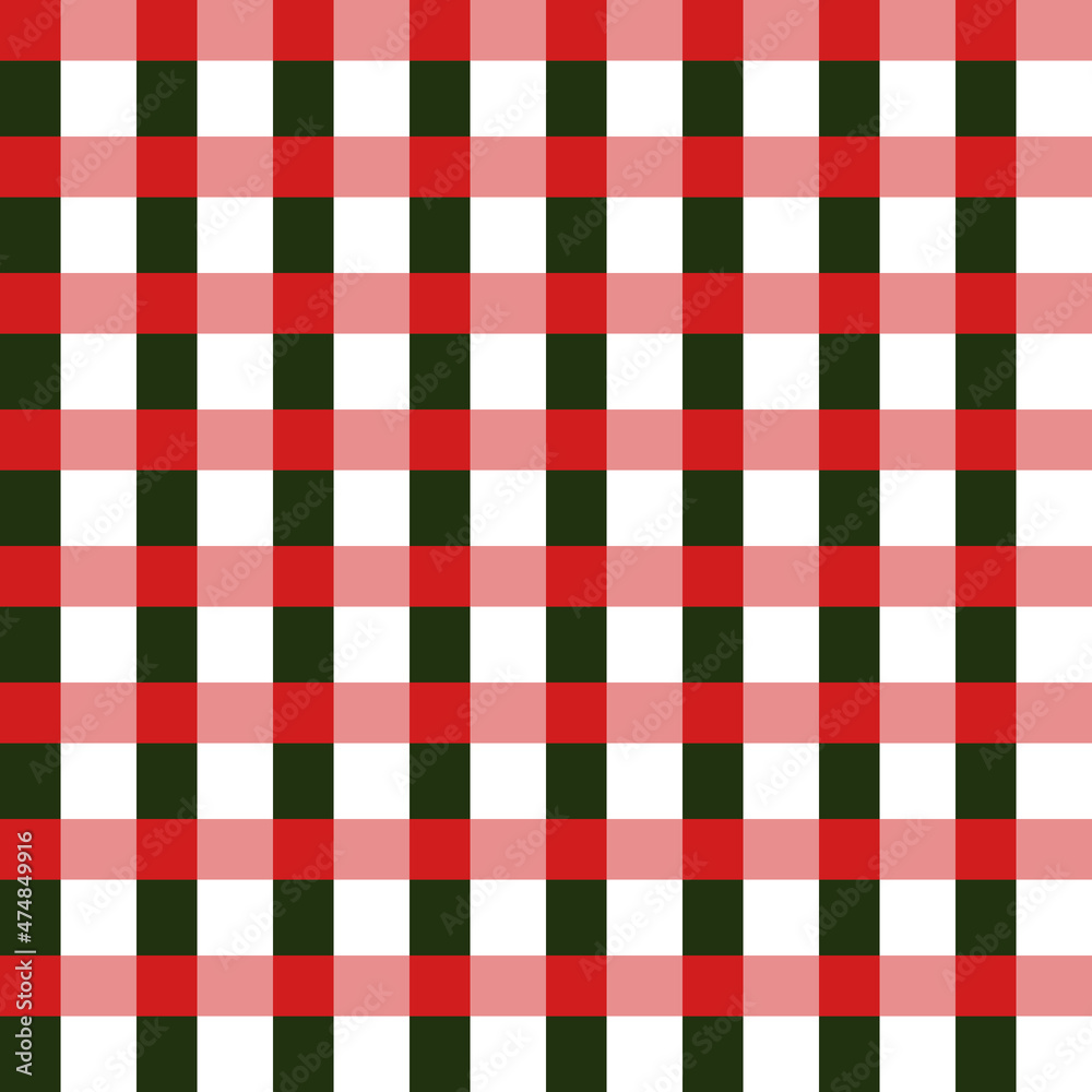 Checkered print. Trendy Christmas seamless pattern for holiday textiles, wrapping paper. Tablecloth with green, red and white squares. Checkered print. Trendy Christmas seamless pattern for holiday textiles, wrapping paper. Tablecloth with green, red and white squares.