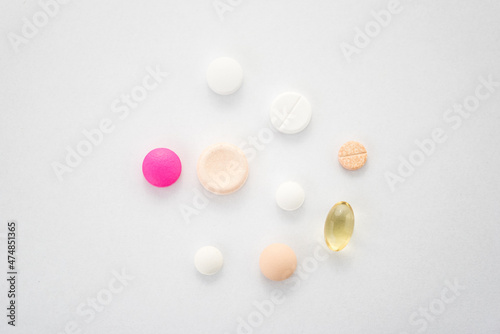 Medicaments and pharmaceutical pills on the table