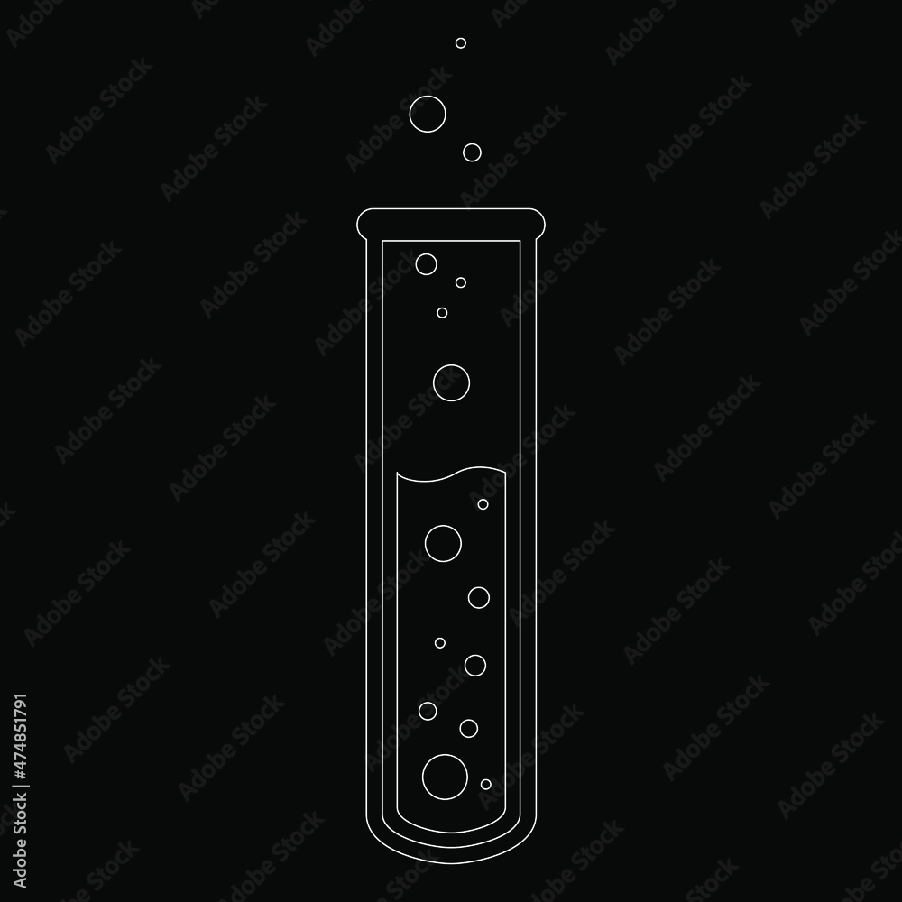 Chemical test tube vector icon set minimalist simple flat illustration. Experiment chemical flask for science isolated on black background. Chemical test tube vector icon set minimalist simple flat illustration. Experiment chemical flask for science isolated on black background.