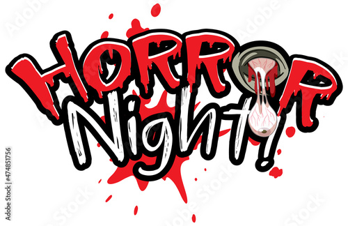 Creepy eye with Horror Night word logo for Halloween