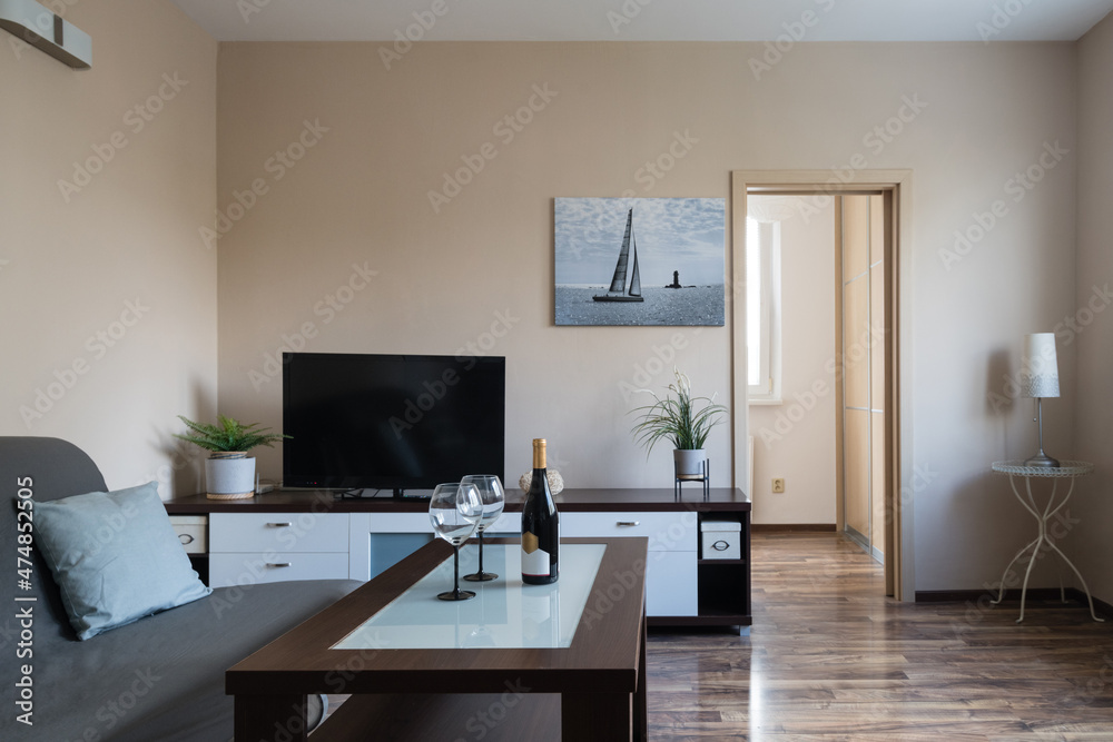 Fototapeta premium Interior of living room in contemporary apartment