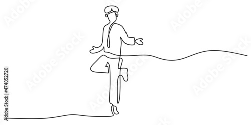 Continuous one single line of dancer man from india isolated on white background.