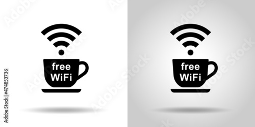 コーヒーカップとWiFiのマーク