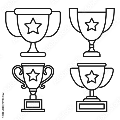 Line art black and white winner goblet set