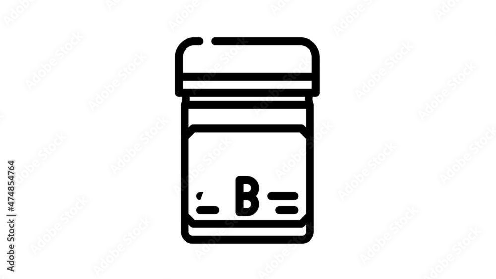 vitamin b package animated line icon vitamin b package sign. isolated on white background