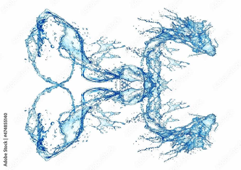 龍の形にしぶきをあげる水のイラスト 龍の形にしぶきをあげる水のイラスト