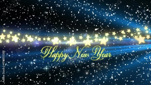 Wallpaper Mural Animation of happy new year text with glowing strings of fairy lights Torontodigital.ca