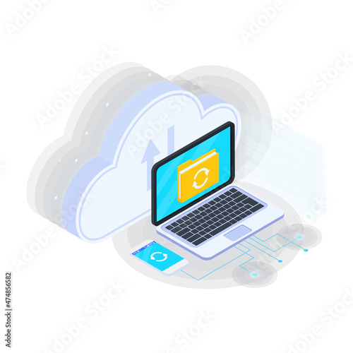 Laptop Cloud Folder Composition