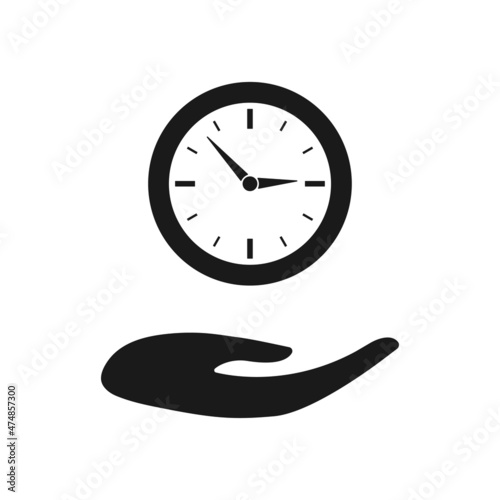 Time management. Watch in hand. Vector illustration. Modern flat style.