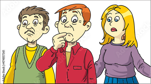 Person, men and women are worried
