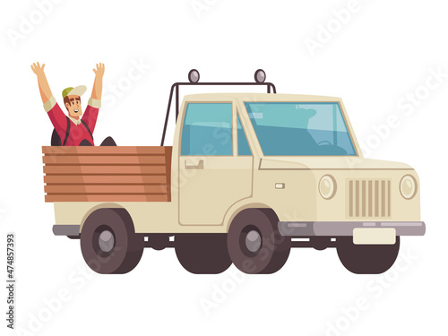 Hitchhiking In Truck Composition
