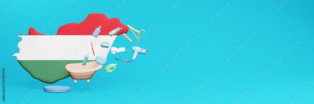 3d rendering of using bathroom equipment in Hungary for data display social media and website cover 3d rendering of using bathroom equipment in Hungary for data display social media and website cover