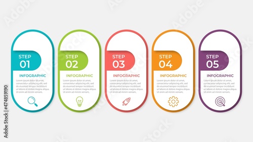 Presentation business infographic template with 5 options. Vector illustration.