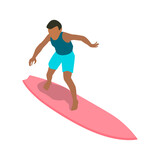 Riding Pink Surfboard Composition
