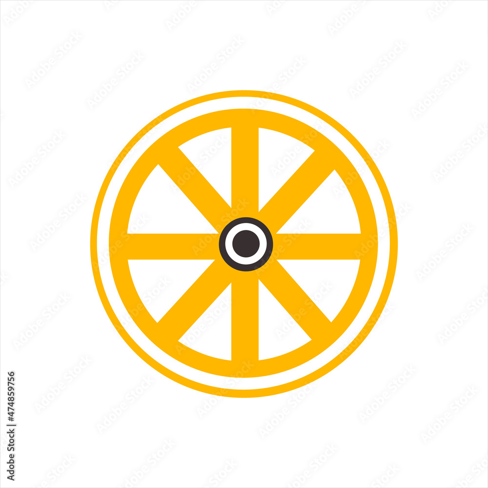 Wooden cartoon wagon wheel logo