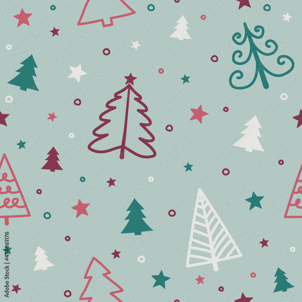 Design of pattern with Xmas trees. Christmas concept. Vector