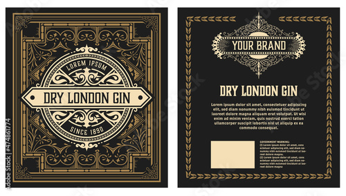 Whiskey label with old frames