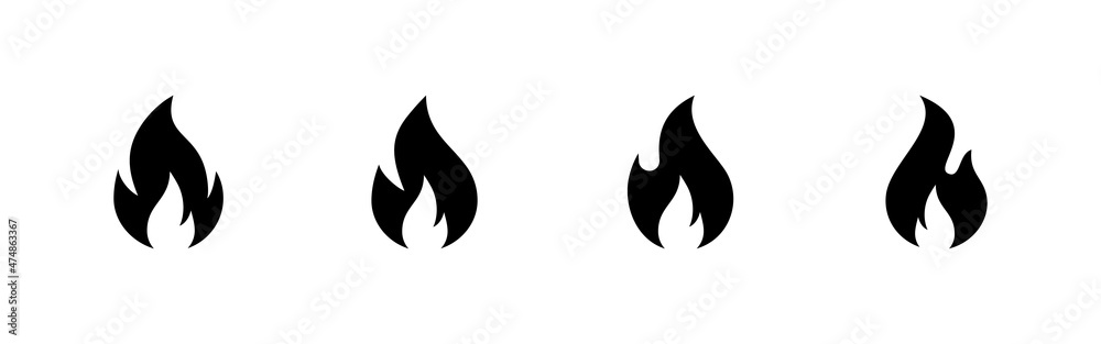 Fire icons set. fire sign and symbol