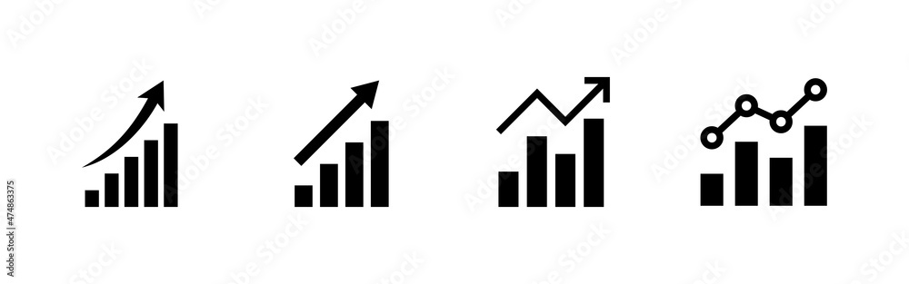 Growing graph Icons set. Chart sign and symbol. diagram icon Growing graph Icons set. Chart sign and symbol. diagram icon