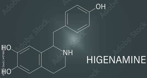 Higenamine herbal molecule. Present in some fat burner food supplements. Skeletal formula.