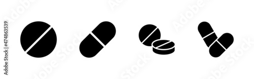 Pills icons set. capsule icon. Drug sign and symbol