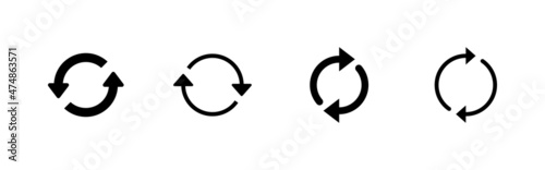 Refresh icons set. Reload sign and symbol. Update icon.
