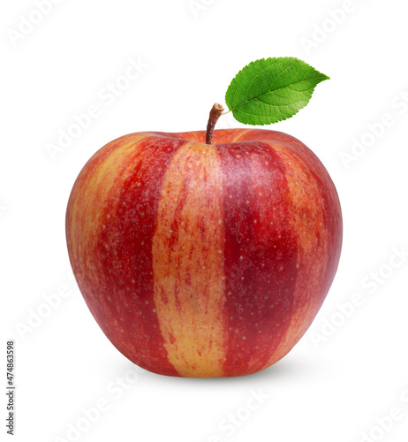 Red striped apple fruit isolated on white background