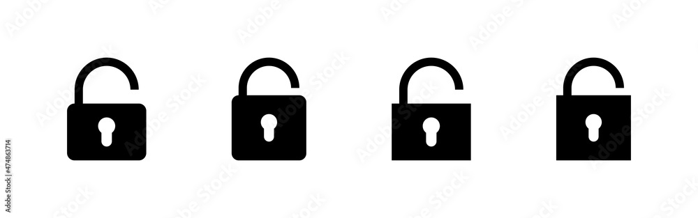 Unlock icons set. Unlock sign and symbol. unlocked padlock icon